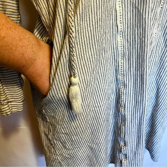 Solito Cotton Striped Beach Swim Cover-Up Tunic Hooded Pockets Resortwear M - Picture 8 of 12